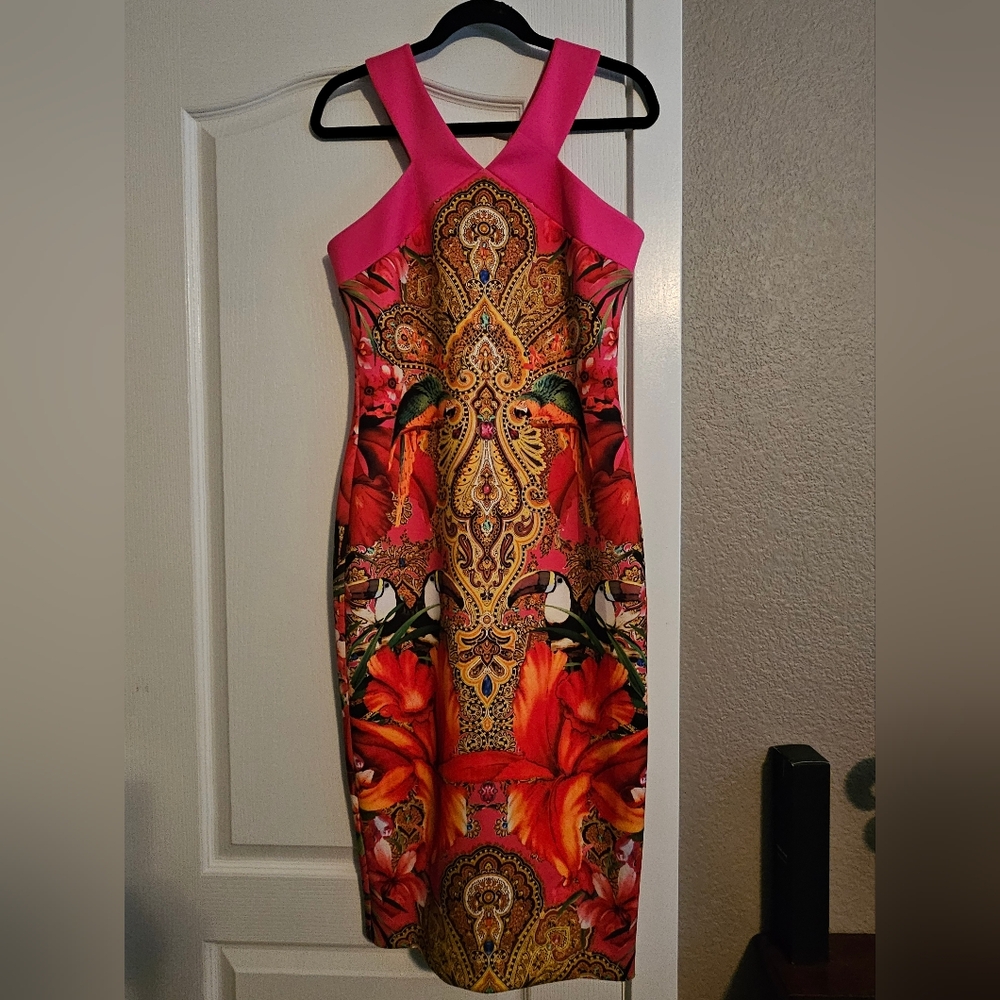 Ted Baker Pink and Paisley Scuba Cocktail Dress